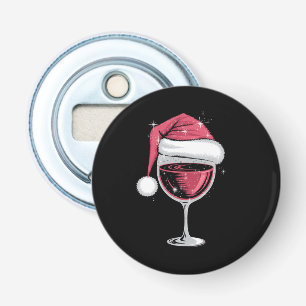 Rode wijn glas Kerst Grappig Kerstmis Kerst Button Flesopener