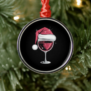 Rode wijn glas Kerst Grappig Kerstmis Kerst Metalen Ornament