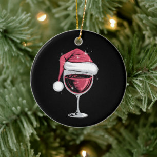 Rode wijn glas Kerst Grappig Kerstmis Xmas Keramisch Ornament