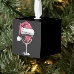 Rode wijn glas Kerst Grappig Kerstmis Xmas Kubus Ornament