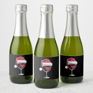 Rode wijn glas Kerst Grappig Kerstmis Xmas Sparkling Wijnetiket