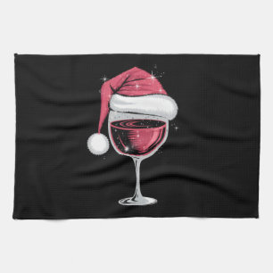 Rode wijn glas Kerst Grappig Kerstmis Xmas Theedoek