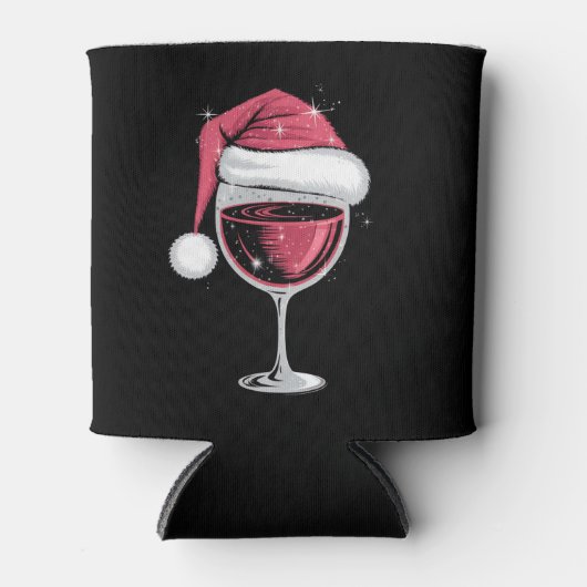 Rode Wijn Glas Kerst Grappige Kerst Kerstmis Blikjeskoeler (Voorkant)