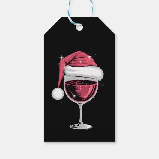 Rode Wijn Glas Kerst Grappige Kerst Kerstmis Cadeaulabel (Achterkant)