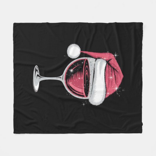 Rode Wijn Glas Kerst Grappige Kerst Kerstmis Fleece Deken (Voorkant (Horizontaal))