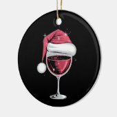 Rode Wijn Glas Kerst Grappige Kerst Kerstmis Keramisch Ornament (Links)