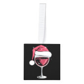Rode Wijn Glas Kerst Grappige Kerst Kerstmis Kubus Ornament (Voorkant)