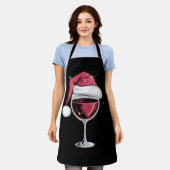 Rode Wijn Glas Kerst Grappige Kerst Kerstmis Schort (Gedragen)