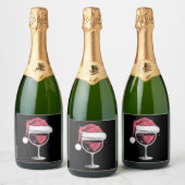 Rode Wijn Glas Kerst Grappige Kerst Kerstmis Sparkling Wijnetiket (Flessen)