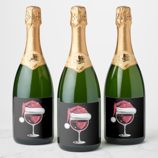 Rode Wijn Glas Kerst Grappige Kerst Kerstmis Sparkling Wijnetiket (Flessen)