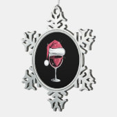 Rode Wijn Glas Kerst Grappige Kerst Kerstmis Tin Sneeuwvlok Ornament (Rechts)