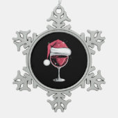 Rode Wijn Glas Kerst Grappige Kerst Kerstmis Tin Sneeuwvlok Ornament (Voorkant)