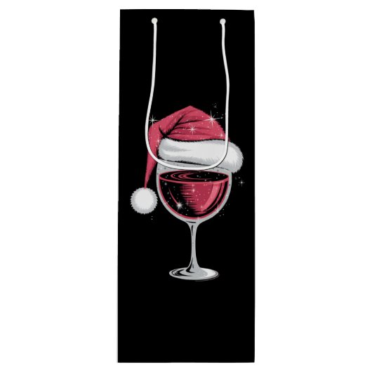 Rode Wijn Glas Kerst Grappige Kerst Kerstmis Wijn Cadeautas (Voorkant)