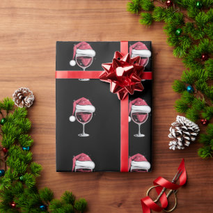 Rode wijn glas Kerst Grappige Kerst Xmas  Cadeaupapier