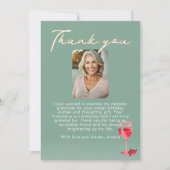 Rode Wijn Glas Verjaardag Foto Bedankkaart (Voorkant)