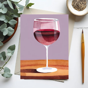 Rode Wijn Glas   Waterverf Vino Briefkaart