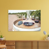 Rode wijn in wijngaarden canvas afdruk (Insitu (Woonkamer))