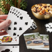 Rode wijn in wijngaarden pokerkaarten (Insitu)