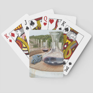 Rode wijn in wijngaarden pokerkaarten