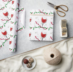 Rode Wijn Kerstmis Cadeaupapier