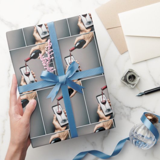 Rode wijn op een smartphone cadeaupapier (Geschenken)