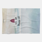 Rode wijn op oceaanachtergrond theedoek (Horizontaal)