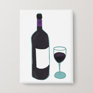 Rode wijnfles en glas button
