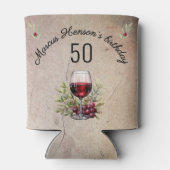 Rode wijnglas olijf Waterverf 50ste verjaardag Blikjeskoeler (Achterkant)