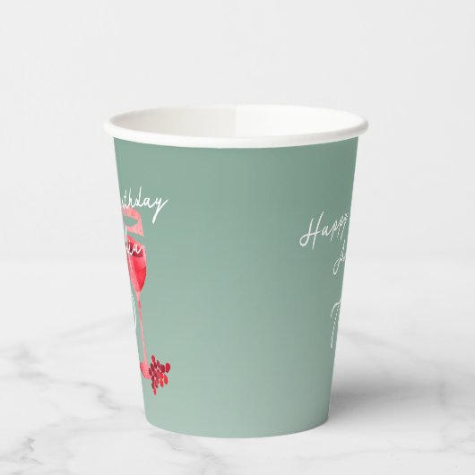 Rode wijnglas Waterverf 70ste verjaardagsfeest Papieren Bekers (Links)