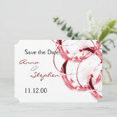 Rode wijnglazen save the date (Staand voorkant)