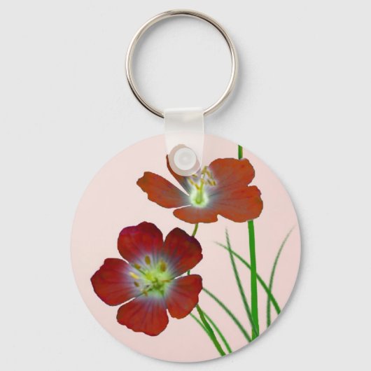 Rode wilde bloem sleutelhanger (Voorkant)