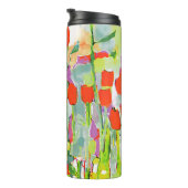 Rode wilde bloemen in de veldwaterkleurThermische  Thermosbeker (Geroteerd rechts)