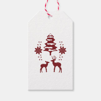 Rode Winter Bos & Herten Vakantie Cadeaulabel