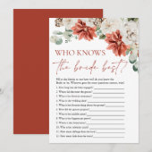 Rode winter die weet de bruid beste bruids spel kaart (Voorkant / Achterkant)