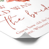 Rode Winter Hoe oud was de bruid douche spel teken Poster (Hoek)