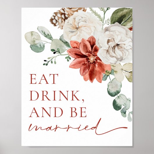 Rode Winter Kerstmis Eet, Drink, en getrouwd zijn Poster (Voorkant)