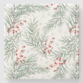 Rode winterBerry Botanische Kerstmis Stenen Onderzetter (Voorkant)