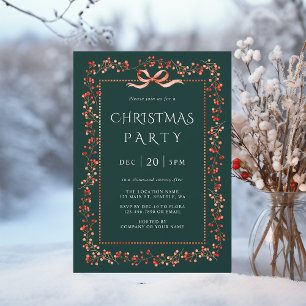 Rode Winterberry Lijst Kerstfeest Groen Kaart