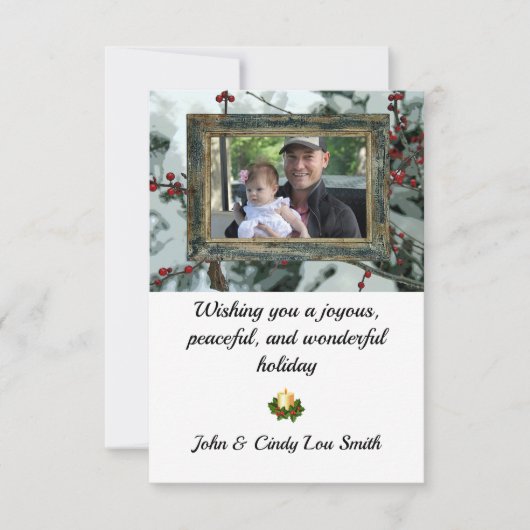 Rode Winterbessen Kerstvakantie Flat Kaart (Voorkant)