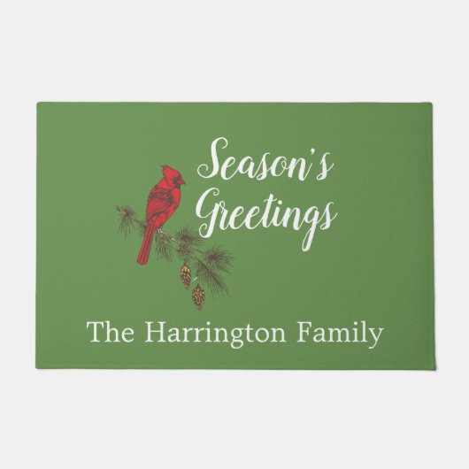 Rode winterkardinaal gepersonaliseerd deurmat (Voorkant)