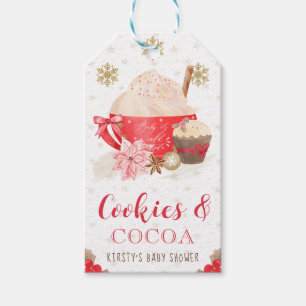 Rode Winterkoekjes en Cacaobabyshower Cadeaulabel