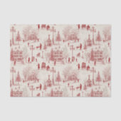  rode winterscène tissuepapier (Voorkant)