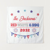 Rode wit en BBQ op 4 juli familienaam vuurwerk Wandkleed (Voorkant)