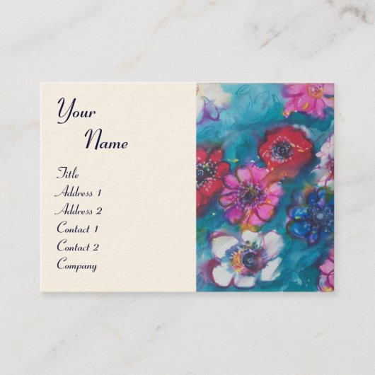 RODE WIT-KLEURSTROMEN IN BLAUWE MONOGRAM VISITEKAARTJE (Voorkant)