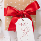 Rode witte abstract rendier moderne Kerstmis Cadeaulabel