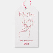 Rode witte abstracte rendier moderne Kerstmis Cadeaulabel (Voorkant)
