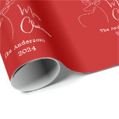 Rode witte abstracte rendier moderne Kerstmis Cadeaupapier (Rol Hoek)