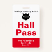 Rode Witte Basisschool Hall Pass Badge (Voorkant)