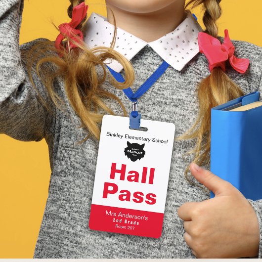 Rode Witte Basisschool Hall Pass Badge