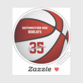 Rode witte basketbaljongens, teamkleuren sticker (Vel)